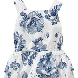 Old Navy blue floral ruffle butt romper new